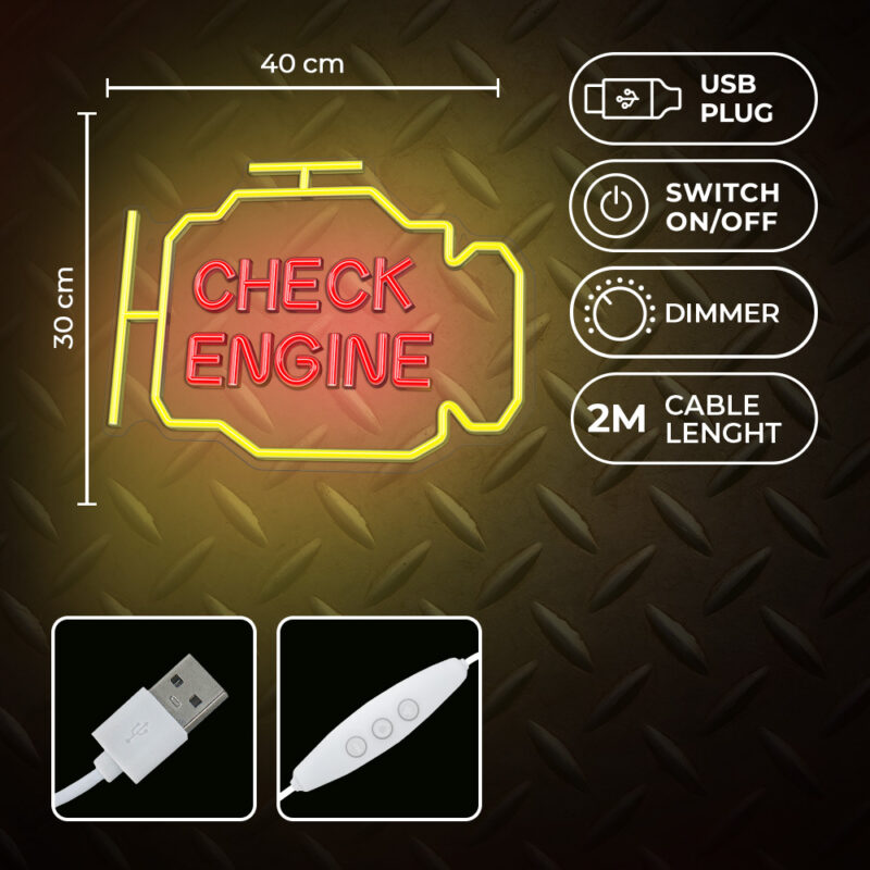 LED Neon dekorácia Check Engine - Image 4