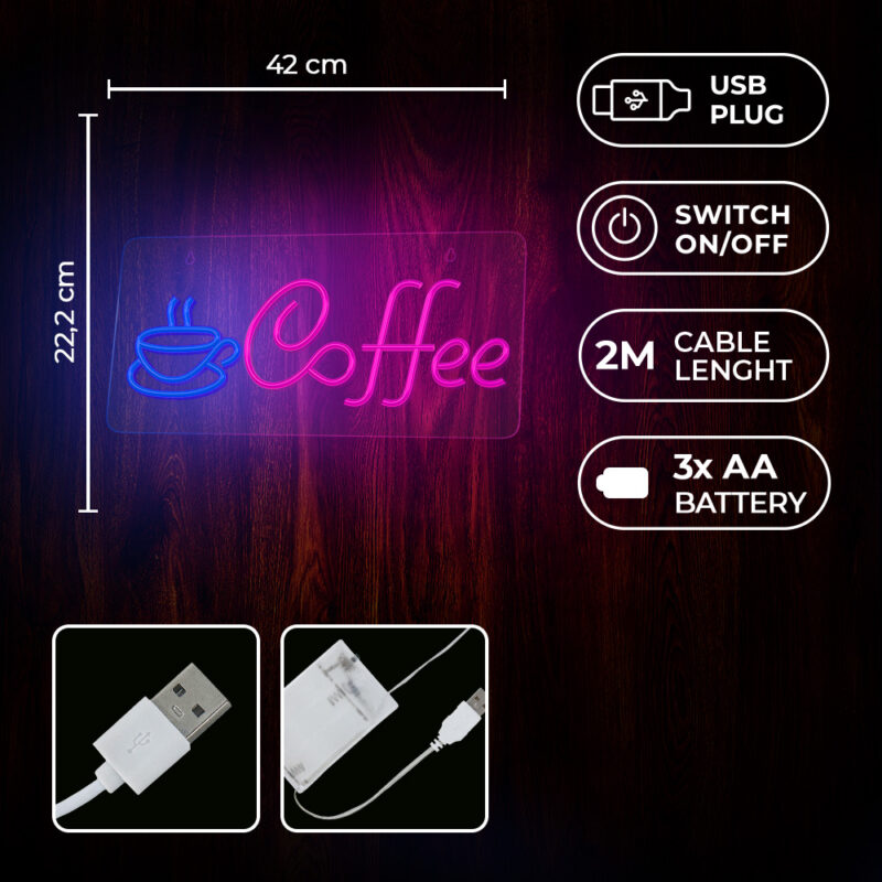 LED Neon dekorácia Coffee - Image 5