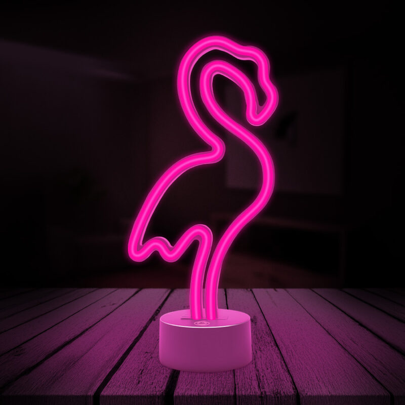 LED Neon dekorácia Plameniak na stojane - Image 3
