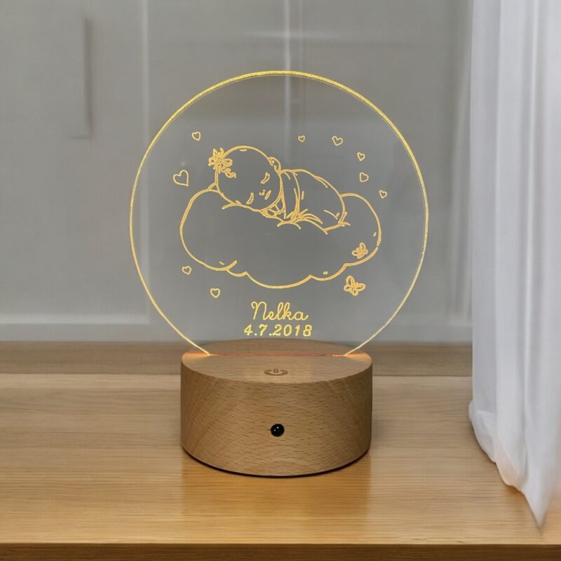 LED lampa Pre bábätko - Vlastné meno + dátum